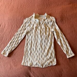 Soft Surroundings Cream and Silver Textured Silk Blouse